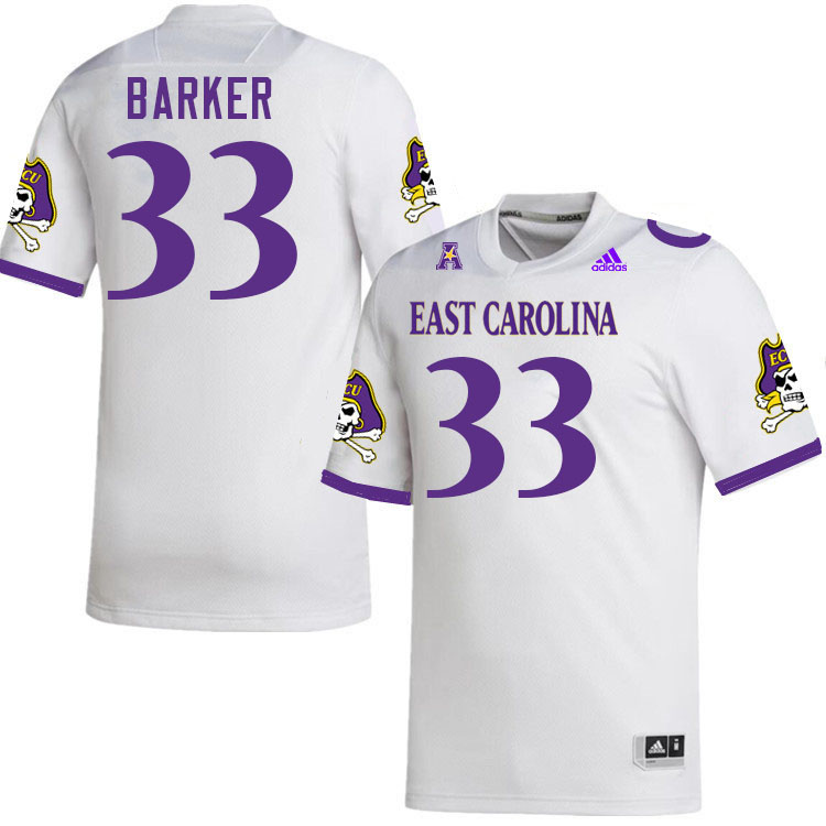 Zakye Barker ECU Jersey,East Carolina Pirates #33 Zakye Barker Jersey Youth College-White